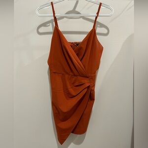 Blue Blush Burnt Orange Draped Mini Dress